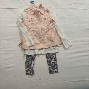 Adorable Kids Pink Vest and White Top Set